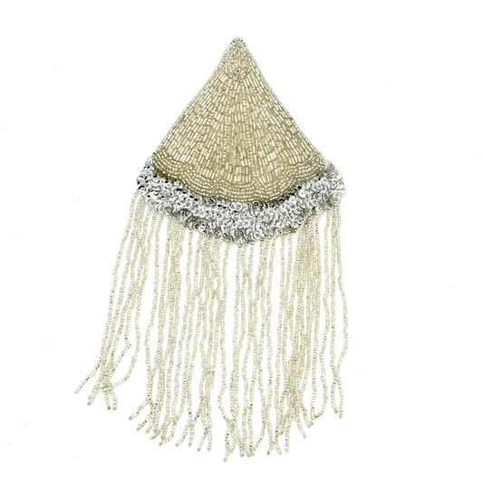 Epaulet - Silver Sequins/Beads 9" x 5"
