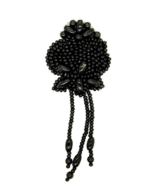 Epaulet - Black Beads 3.5" x 1.5"