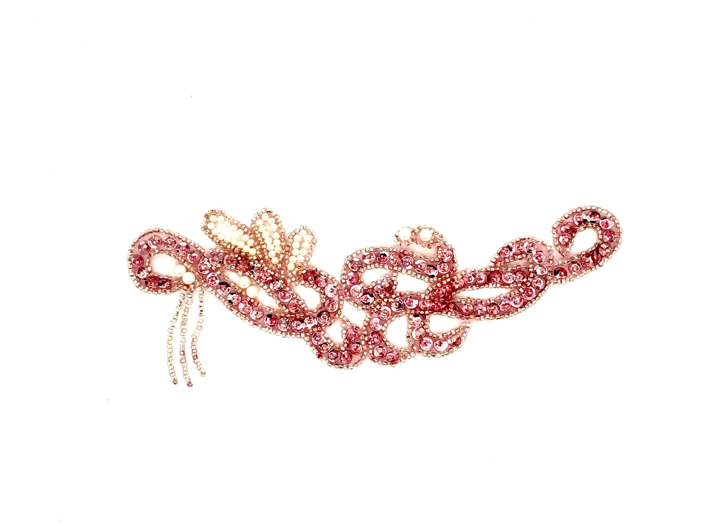 Collar con motivo de diseño - Lentejuelas rosas - Cuentas iridiscentes - Perlas 20 x 7,5 cm