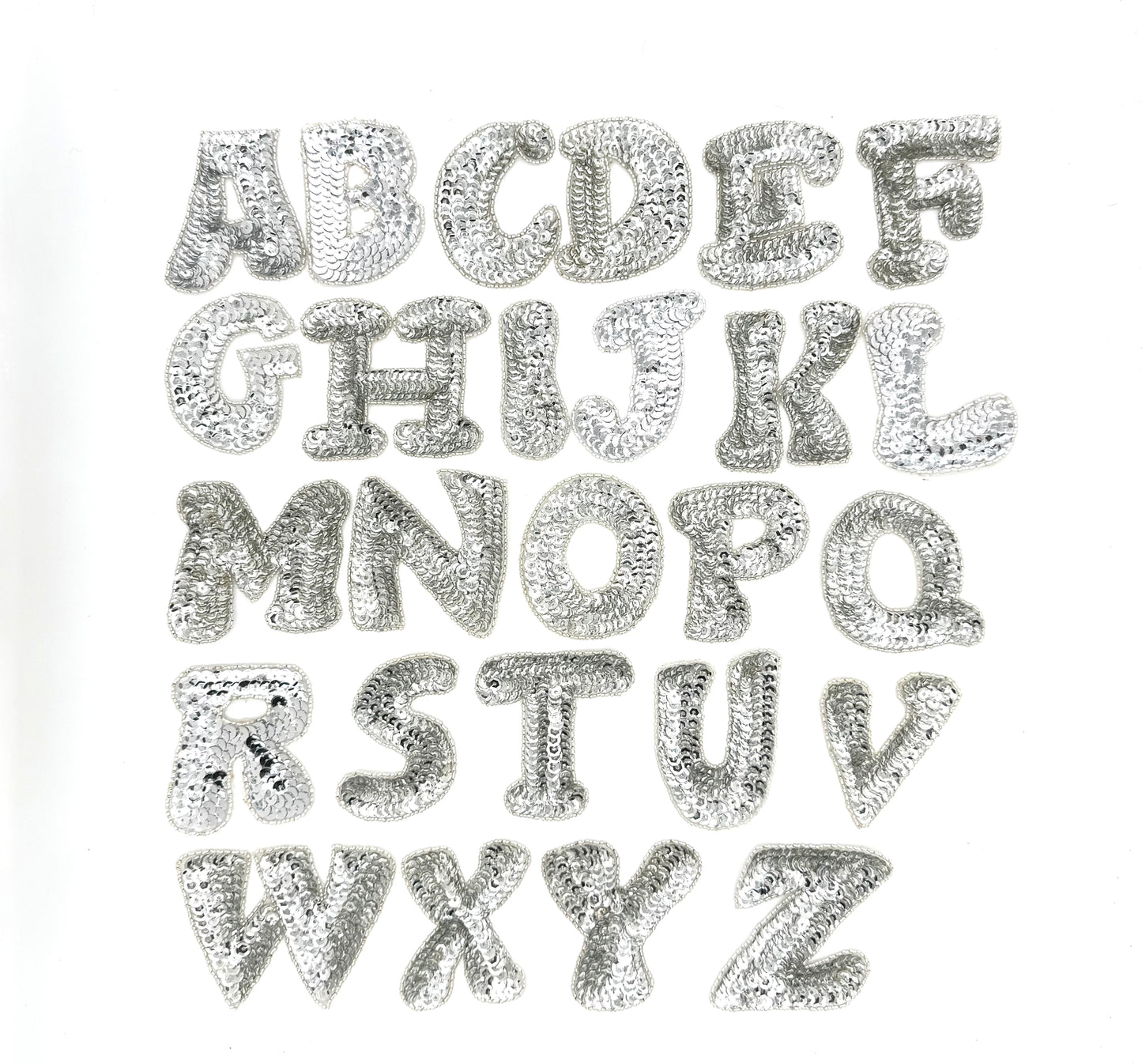 3" Letter Appliqué - Silver Sequins/Beads - Choice of Letter