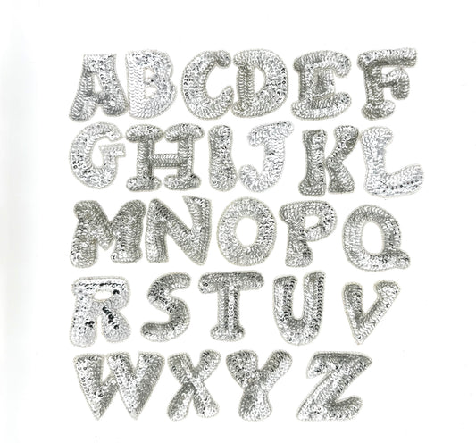 3" Letter Appliqué - Silver Sequins/Beads - Choice of Letter