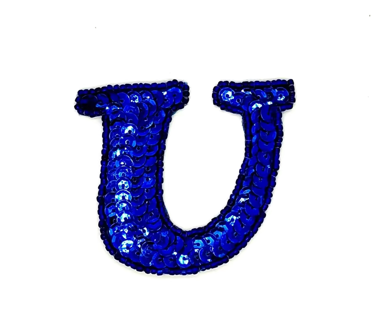 2.25” Letter Appliqué - Blue Sequins/Beads - Choice of Letter C/D/U
