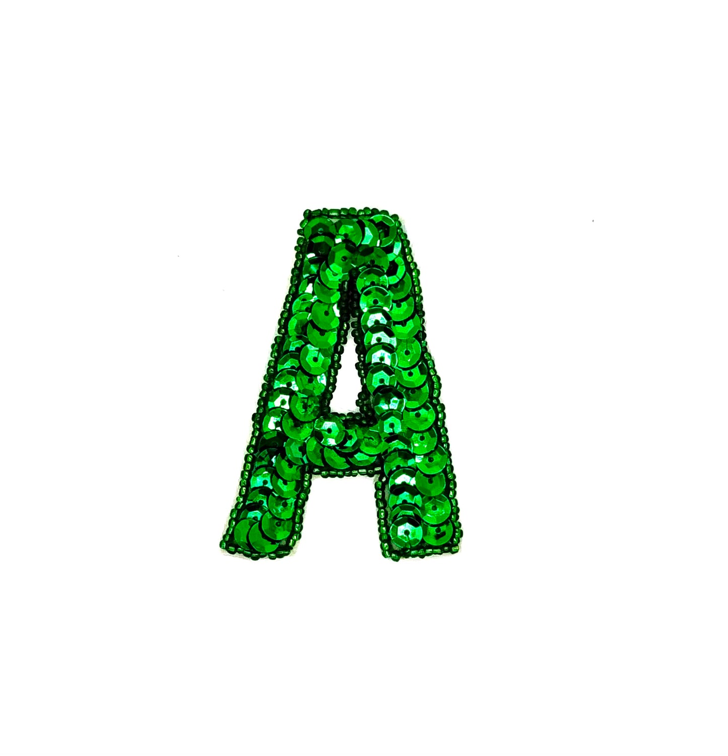 Aplique de letra de 3" - Lentejuelas/cuentas verdes - Letra a elegir A/O/X