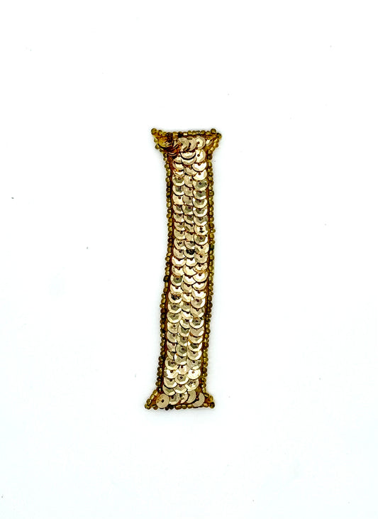 4” Letter i Appliqué - Gold Sequins/Beads