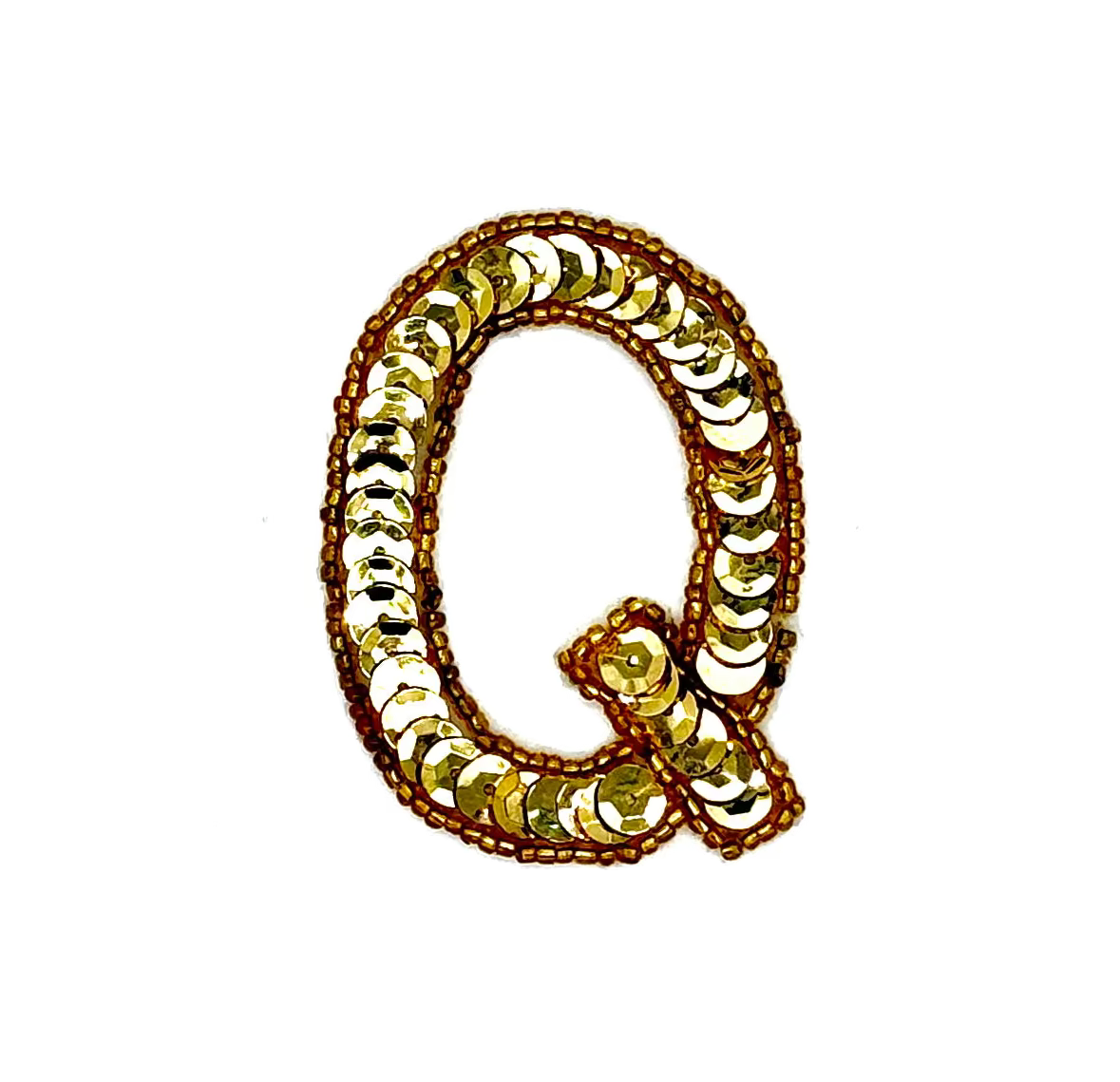 2.5” Letter Q Appliqué - Gold Sequins/Beads