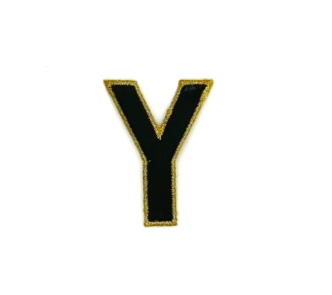 2” Letter Y Appliqué - Embroidered - Black/Gold