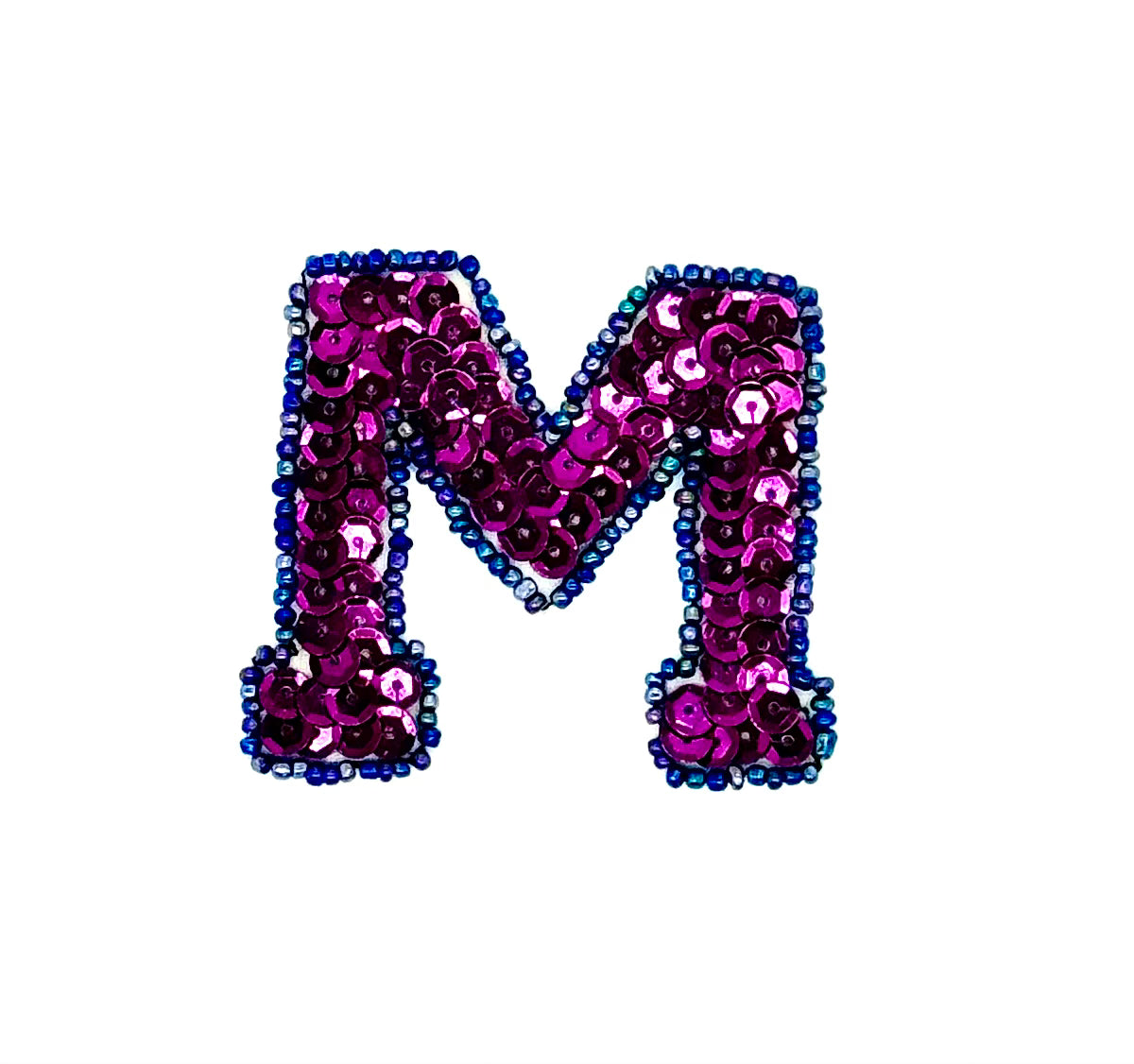 Aplique de letra M de 2" - Lentejuelas moradas - Cuentas Moonlight