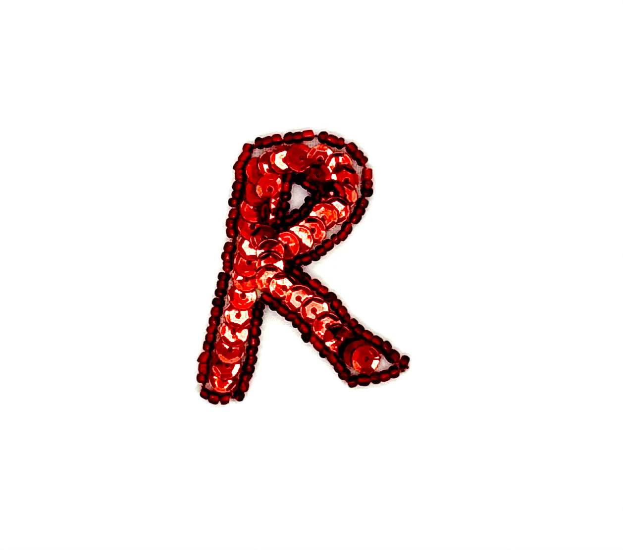2” Letter R Appliqué - Red Sequins/Beads