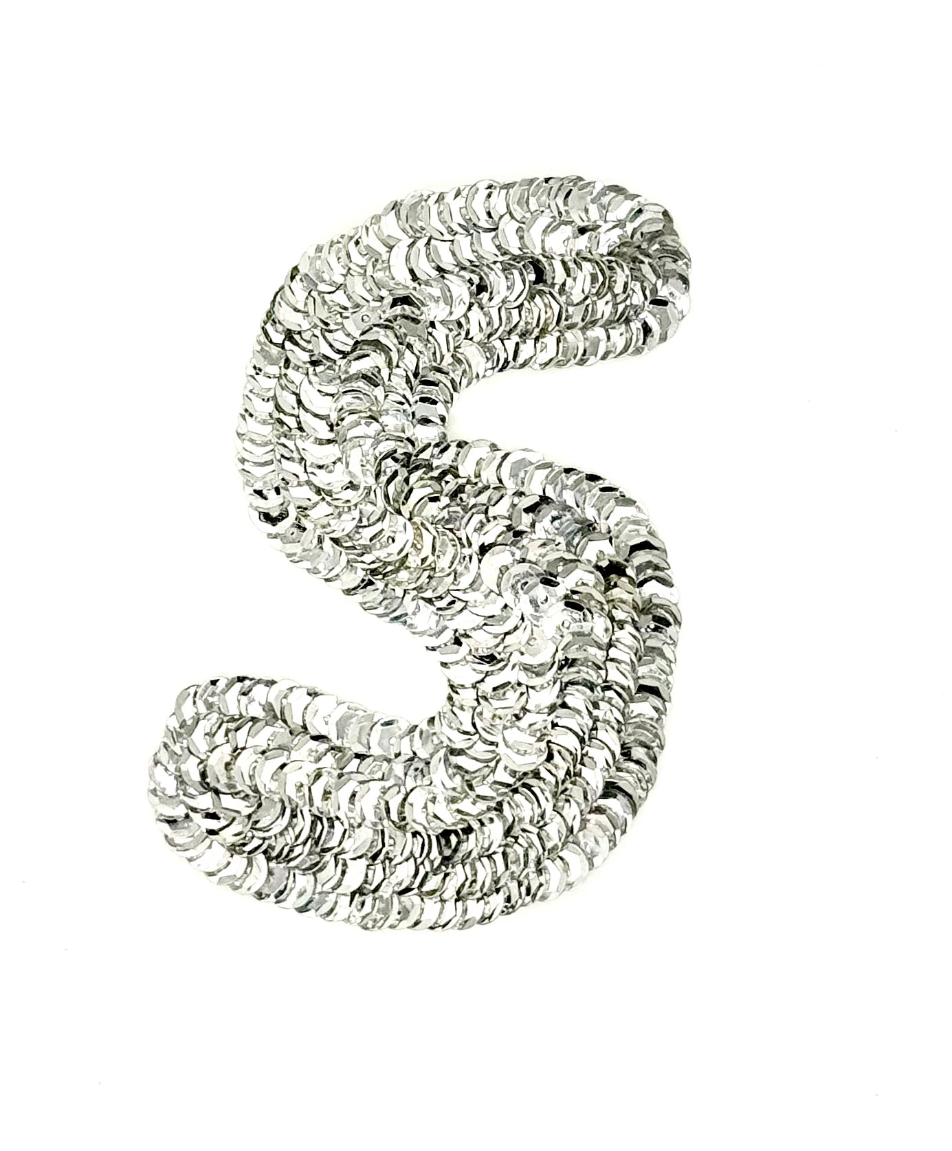 4” Letter S Appliqué - Silver Sequins