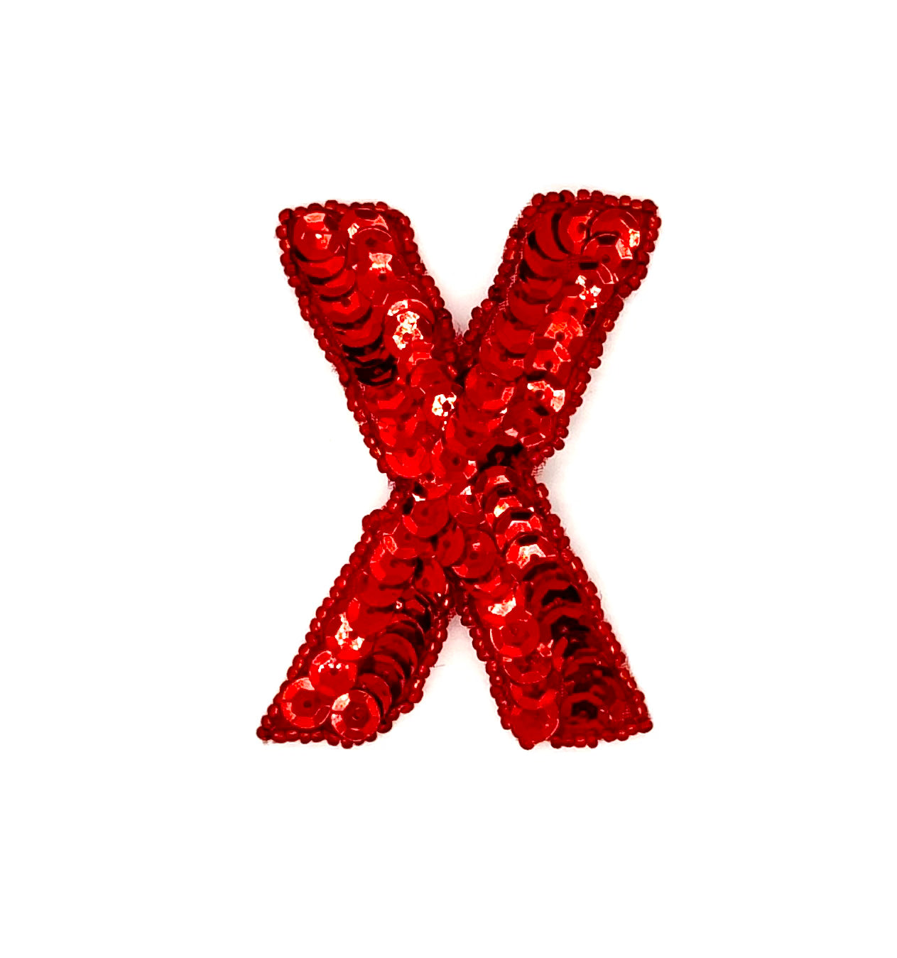 Aplique de letra "X" de 3" - Lentejuelas/Cuentas rojas
