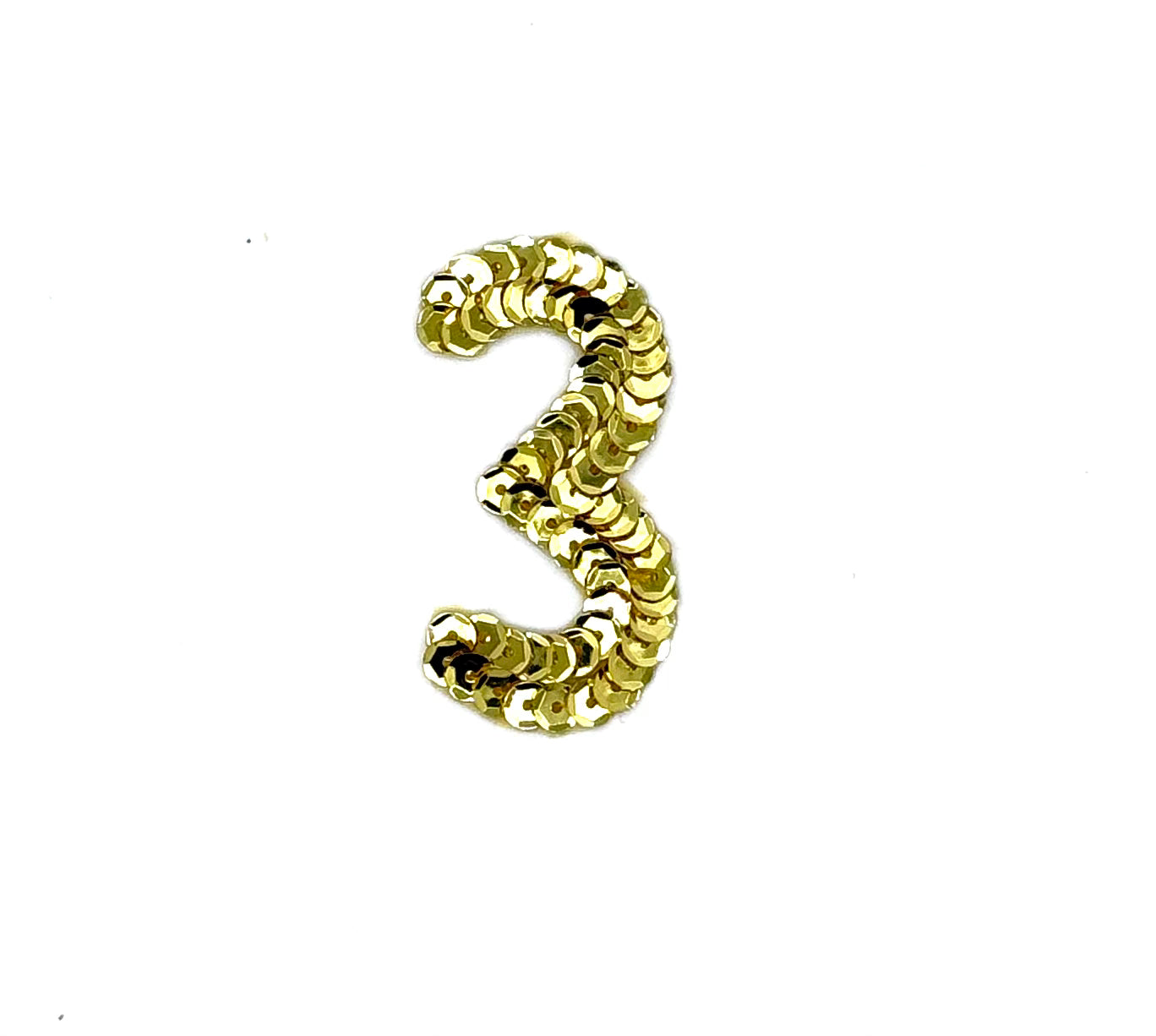 2” Number 3 Appliqué - Bright Gold Sequins