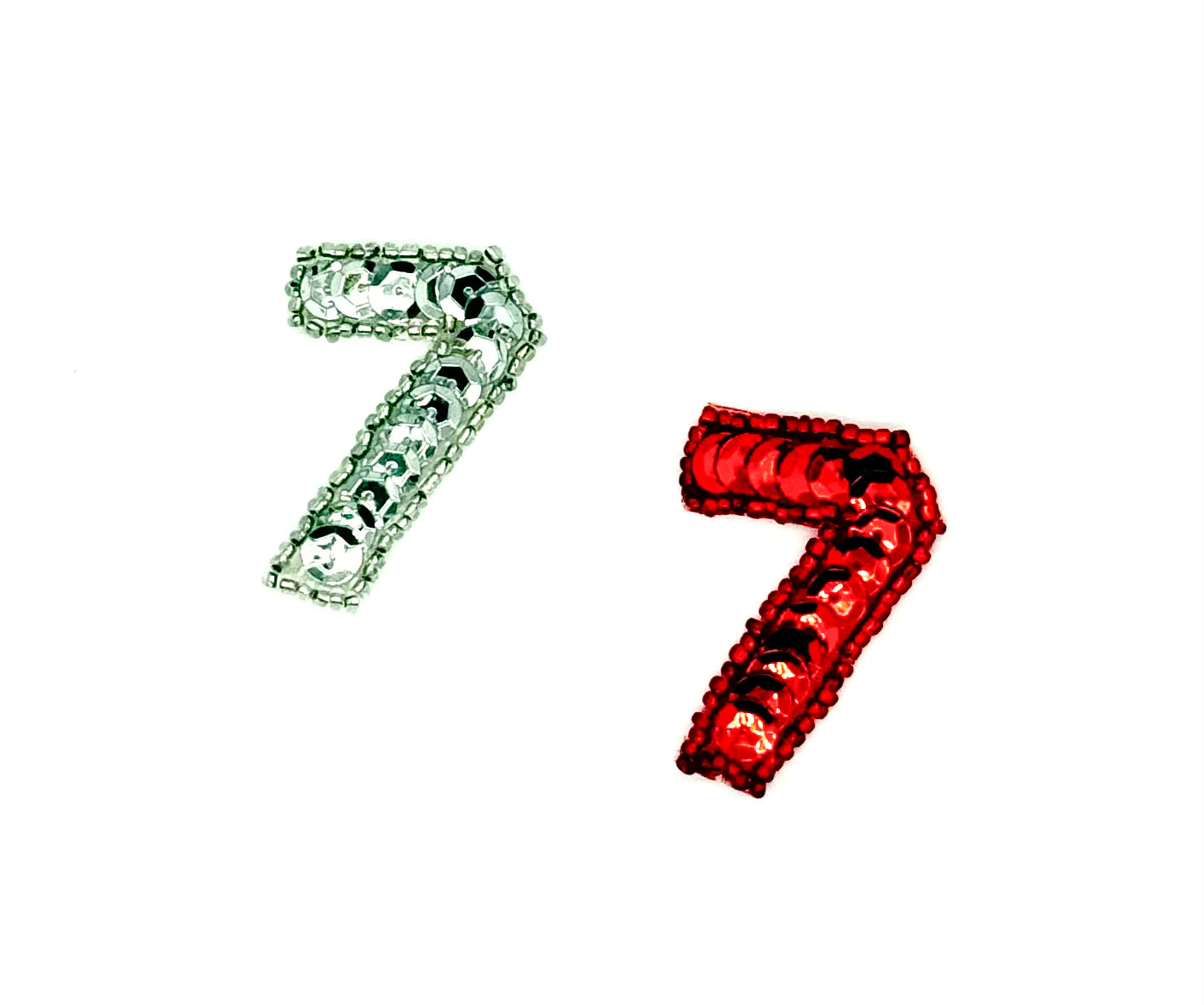 Aplique de 1,75" con el número 7 - A elegir entre lentejuelas/cuentas rojas/plateadas