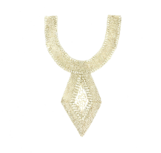 Collar de diseño con motivo - Cuentas de plata 11" x 8"