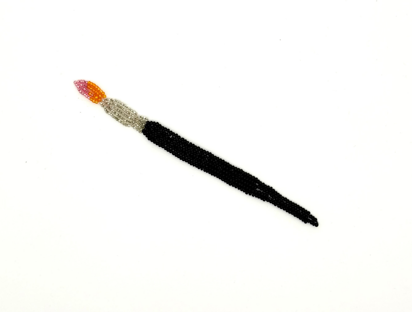 Brocha de Pintura - Cuentas Negras/Naranjas/Plateadas/Rosas 6.5" x .75"