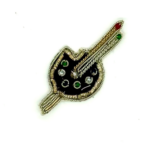 Artists Palette Embroidered with Bullion Thread 2.5" x 1"
