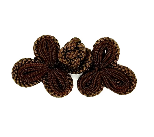Cierre de Nudo de Rana - Cuerda de Tela Suave - Marrón Espresso 3" x 1.5"