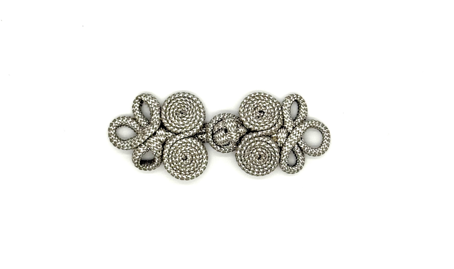 Frog Closure - Metallic Silver 5" x 2"