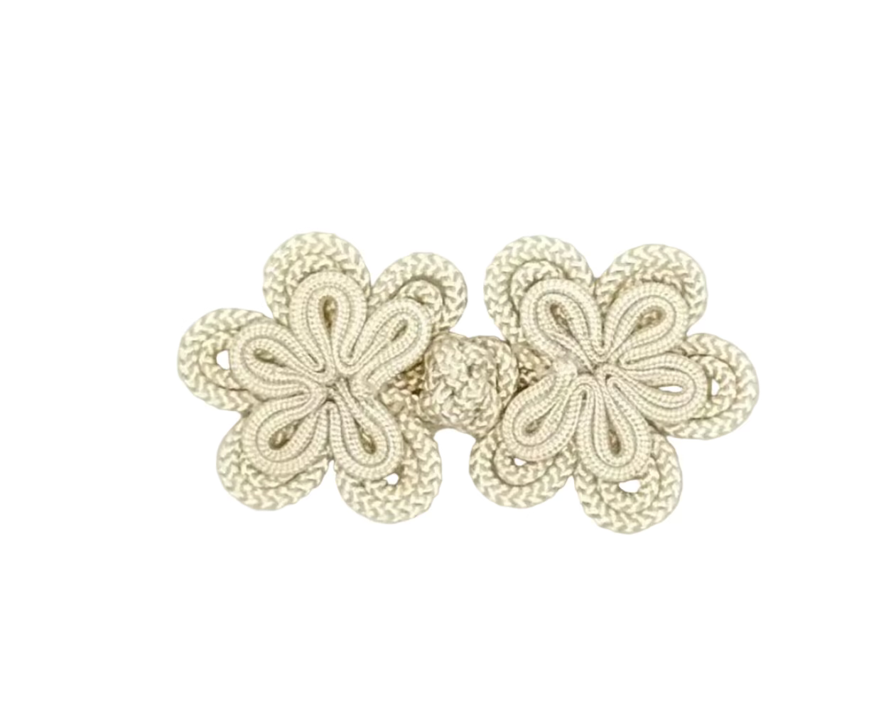 Frog Closure - Flat Rope - Ivory Flower Swirl - 3”x 1.5”