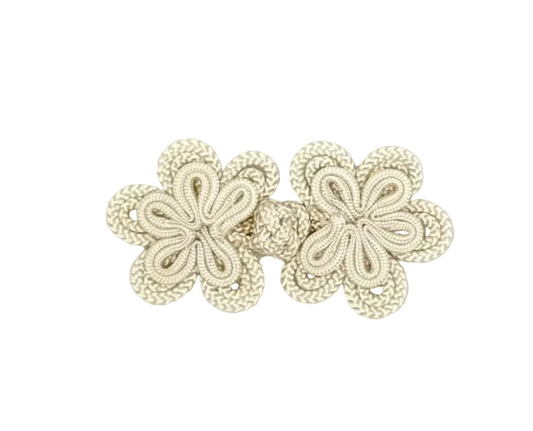 Frog Closure - Flat Rope - Ivory Flower Swirl - 3”x 1.5”