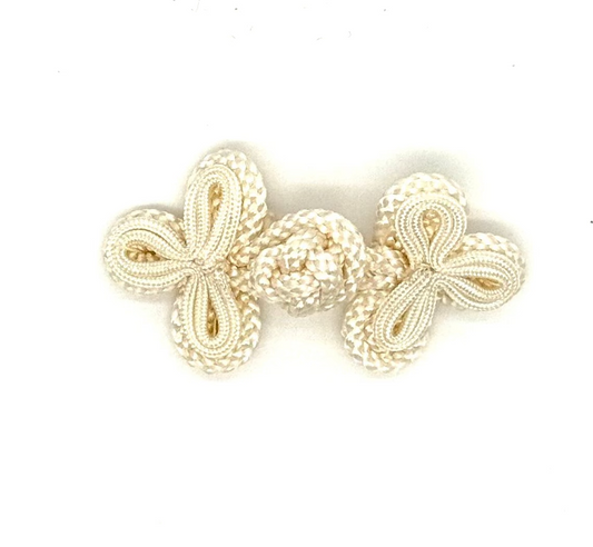 Cierres de Rana - Cuerda de tela suave color marfil de 7.6 cm x 3.2 cm