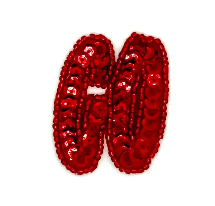 Word "Go" Applique - Red Sequins/Beads 1.75" x 1.5"