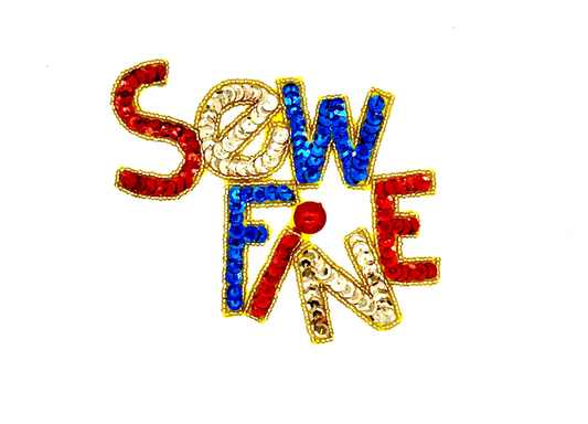 "Sew Fine" Frase de Lentejuelas Termoadhesiva 5" x 4.75"