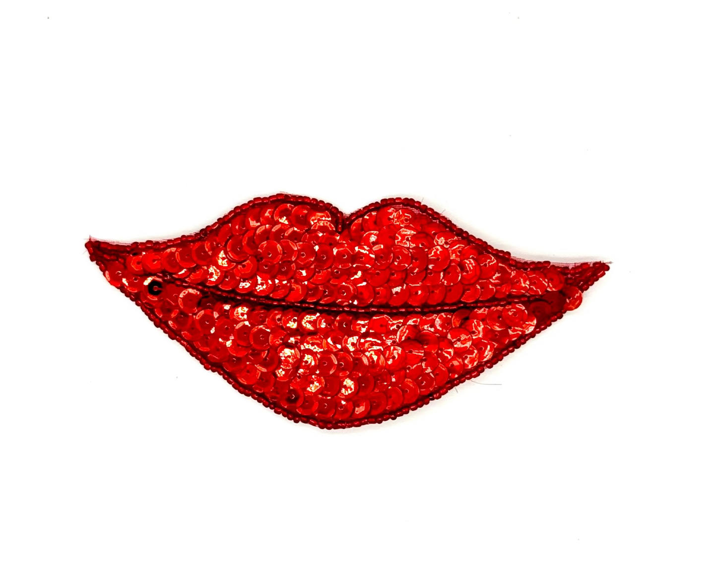 Labios - Elección del color de la cuenta - Lentejuelas rojas - Cuentas rosas iridiscentes/rojas iridiscentes de 12.7 cm x 5.7 cm
