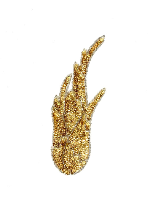 Aplique de llama - Lentejuelas doradas - Cuentas de vidrio plateadas 21.59 cm x 8.25 cm