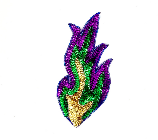 Aplicación de Llama - Lentejuelas Moradas/Verdes/Doradas - Cuentas de Cristal Iridescentes Moradas 3” x 2.5”