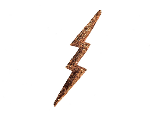 Lightning Bolt Appliqué - Bronze Sequins 11" x 2"
