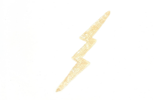 Lightning Bolt Appliqué - Beige Sequins 11" x 2"