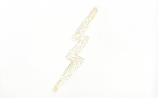 Lightning Bolt Appliqué - Iridescent Ivory Sequins 11" x 2"