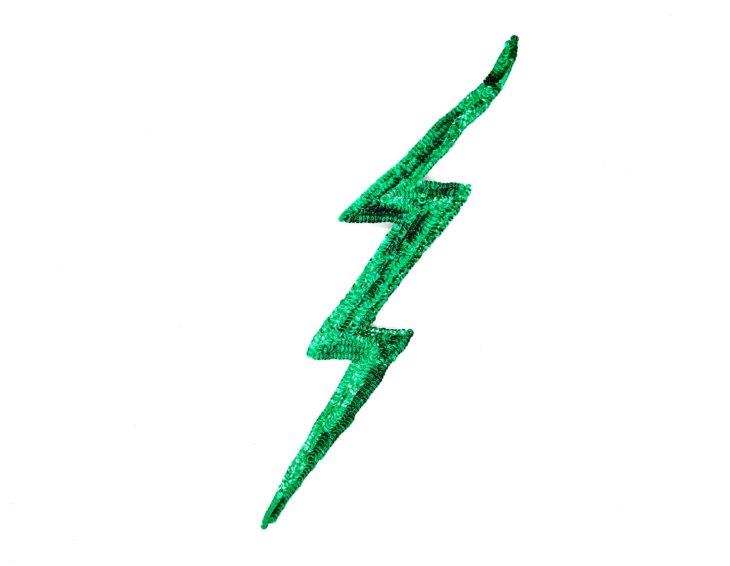 Lightning Bolt Appliqué - Emerald Green Sequins 16" x 3"