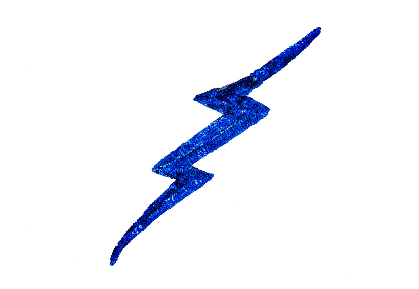 Aplique de rayo - Lentejuelas azul real 16” x 3”