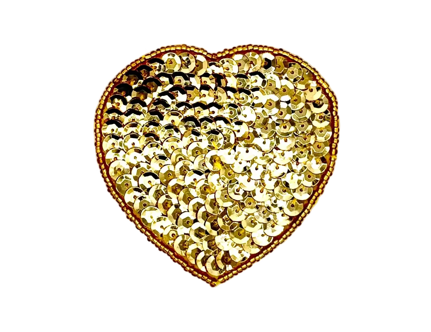 Heart Appliqué - Gold Sequins/Beads 3” x 3”