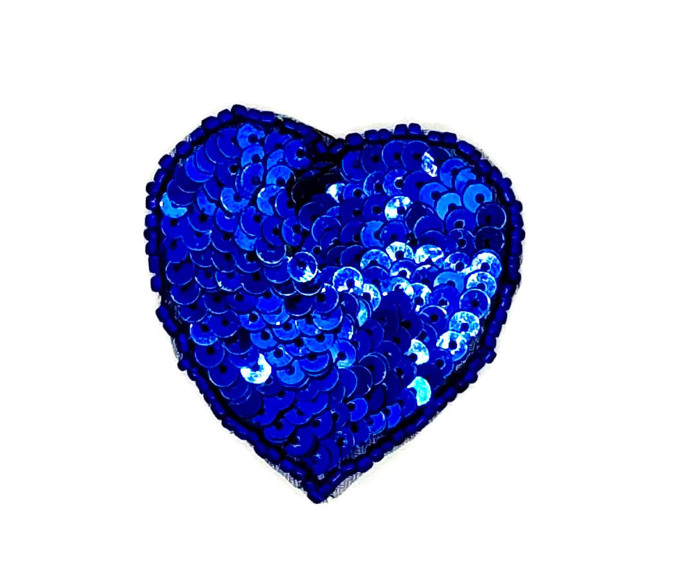 Aplicación de corazón - Lentejuelas/Cuentas azul real 2" x 2"