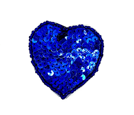 Heart Appliqué - Royal Blue Sequins/Bead 2" x 2”