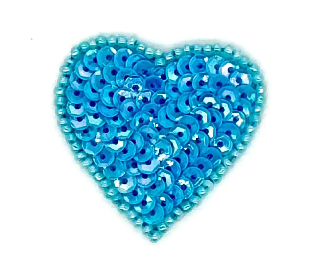 Aplicación de Corazón - A elegir entre Lentejuelas/Cuentas Azules 3.8 cm x 3.8 cm