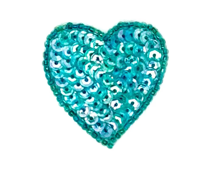 Aplicación de Corazón - Lentejuelas/Cuentas a Elegir 3,8 cm x 3,8 cm