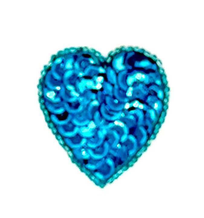 Heart Appliqué - Turquoise Sequins/Beads 1.75’ x 1.75”