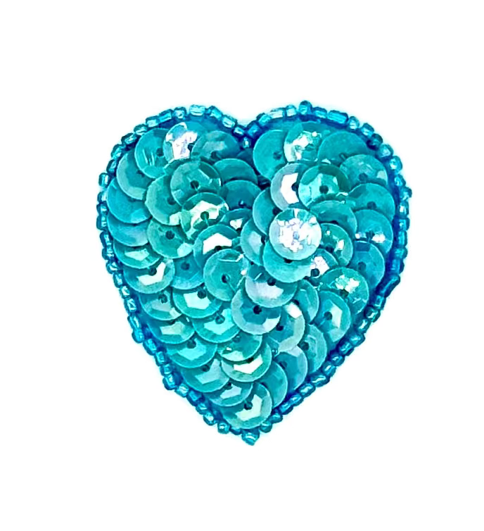 Heart Appliqué - Choice of Color Sequins/Bead  1.75" x 1.5”