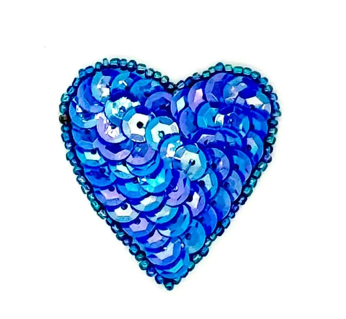 Aplicación de Corazón - Lentejuelas/Cuentas a Elegir 3,8 cm x 3,8 cm
