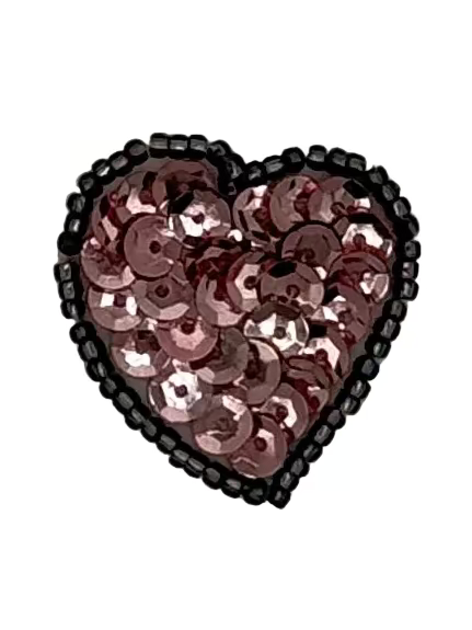 Heart Appliqué - Rose Gold Sequin - Beads - Choice of Size 1.25" or 1.75”