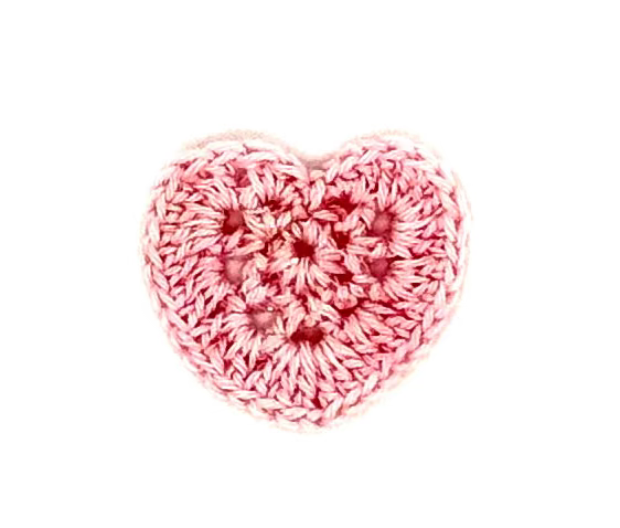 Aplique de corazón - Ganchillo rosa de 2,54 cm x 2,54 cm