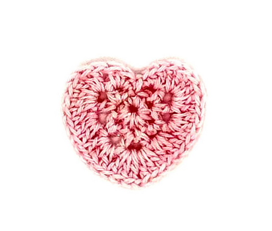 Heart Appliqué - Pink Crochet 1” x 1”