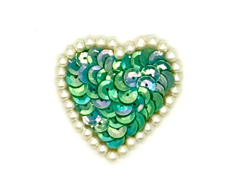 Heart Appliqué - Choice of Color Sequins - Pearl Beads 1.75" x 1.5”