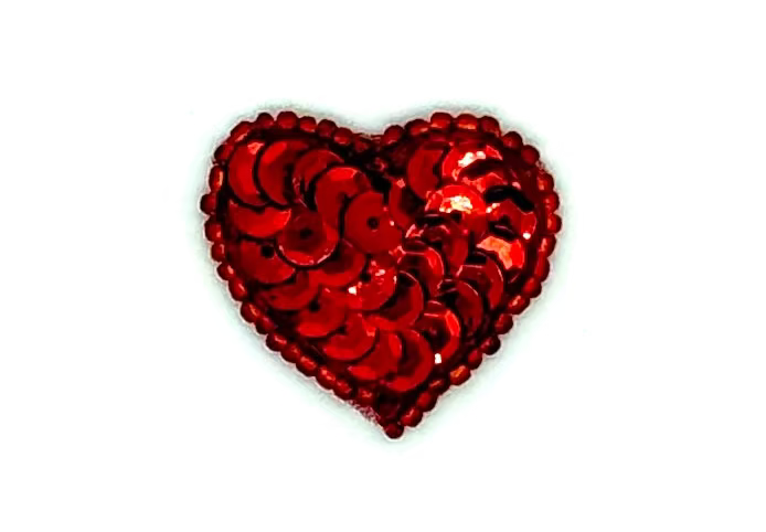 Aplicación de corazón - Lentejuelas/cuentas con forma de copa rojas 1.25" x 1.25”