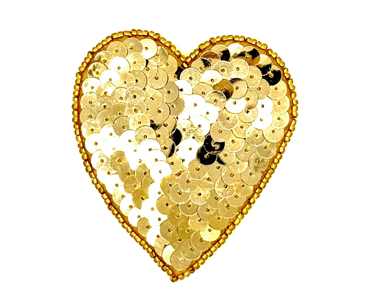 Heart Appliqué  - Gold Sequins/Beads  - Choice of Size 3” or 1.5"