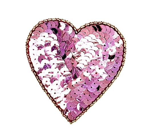 Heart Appliqué - Lilac Sequins/Beads 3” x 3”