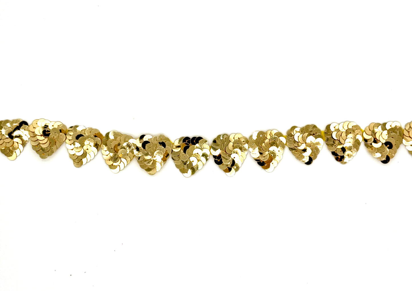 Heart Appliqué - One Yard of Gold Sequins - 1.25” x 1” each